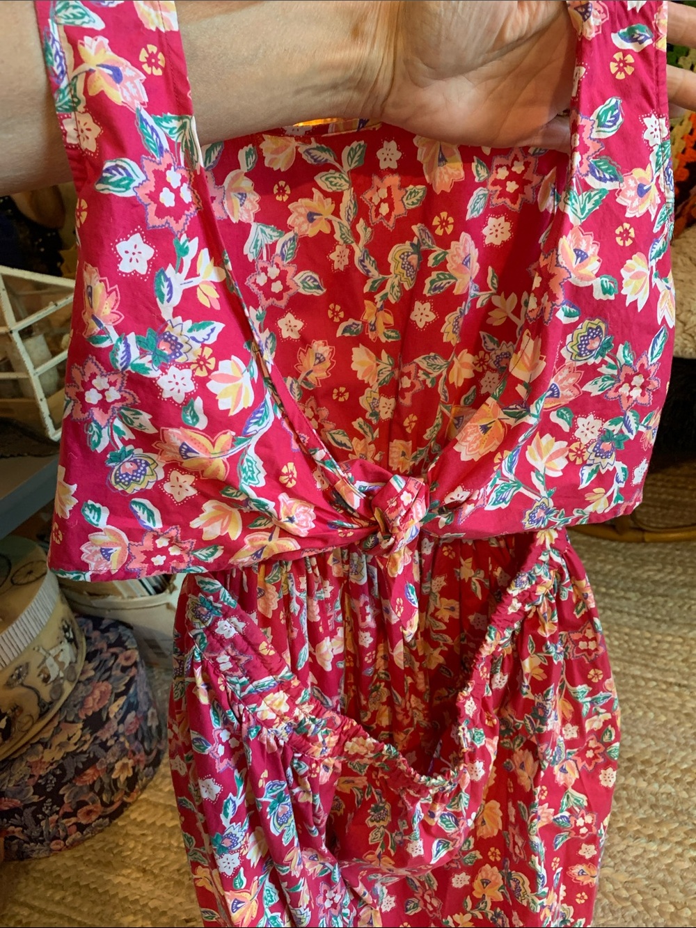 Vintage Printemps 100% Cotton Open Back Summer Dress - Picture 7 of 9